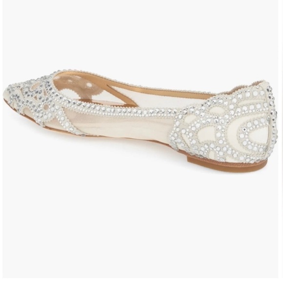 Badgley Mischka Gigi Crystal Pointed-Toe Evening Flat - Picture 2 of 5